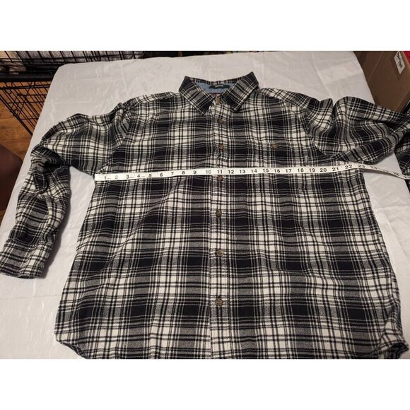 Woolrich Shirt Mens XL Trout Run Flannel Button Down Blue Plaid Cotton Outdoor - Picture 11 of 13